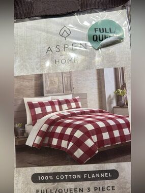 Red Buffalo Check Full/Queen 3-Piece Cotton Flannel Comforter Set